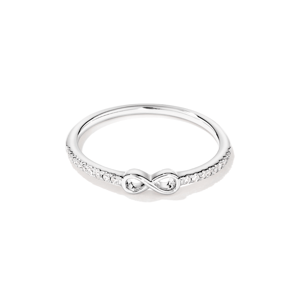 Infinity Ring with 0.06tw of Laboratory-Grown Diamonds in Sterling Silver and Platinum Rings Bevilles 