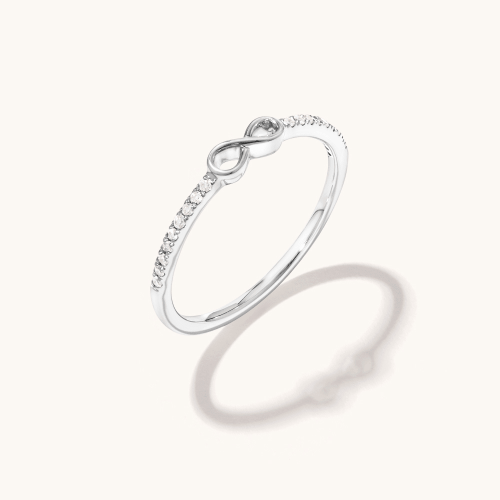 Infinity Ring with 0.06tw of Laboratory-Grown Diamonds in Sterling Silver and Platinum Rings Bevilles 