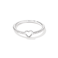 Heart Ring with 0.07tw of Laboratory-Grown Diamonds in Sterling Silver and Platinum Rings Bevilles 