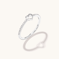 Heart Ring with 0.07tw of Laboratory-Grown Diamonds in Sterling Silver and Platinum Rings Bevilles 