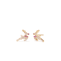 Christmas Reindeer Stud Earrings with Cubic Zirconia in 10kt Gold Plating Earrings Bevilles 