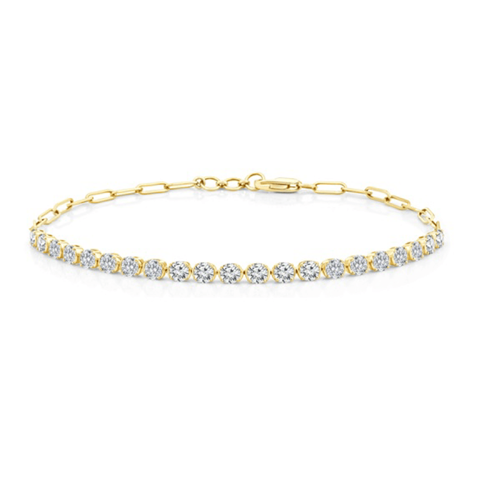 19cm Half Tennis Bracelet with 1.50tw of Laboratory-Grown Diamonds in Sterling Silver and Plated Yellow Gold Bracelets Bevilles 