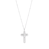 45cm Crucifix Lattice Necklace in Sterling Silver Pendants Bevilles 