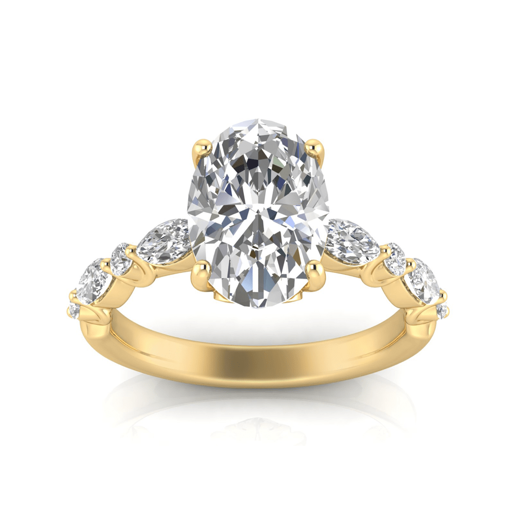 Grown Gorgeous Oval Solitaire Shoulder Ring with 2.79tw of Laboratory-Grown Diamonds in 14kt Yellow Gold Rings Bevilles 