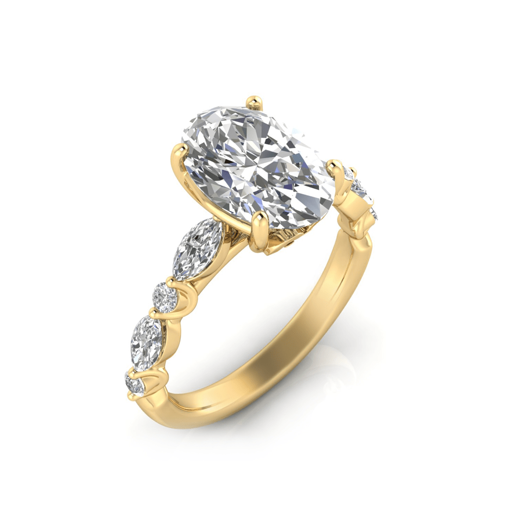 Grown Gorgeous Oval Solitaire Shoulder Ring with 2.79tw of Laboratory-Grown Diamonds in 14kt Yellow Gold Rings Bevilles 