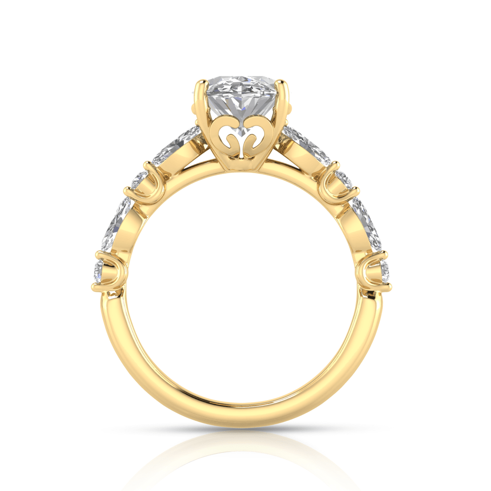 Grown Gorgeous Oval Solitaire Shoulder Ring with 2.79tw of Laboratory-Grown Diamonds in 14kt Yellow Gold Rings Bevilles 