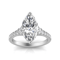 Grown Gorgeous Marquise Solitaire Shoulder Ring with 3.28tw of Laboratory-Grown Diamonds in 14kt White Gold Rings Bevilles 