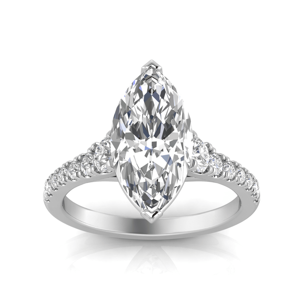 Grown Gorgeous Marquise Solitaire Shoulder Ring with 3.28tw of Laboratory-Grown Diamonds in 14kt White Gold Rings Bevilles 