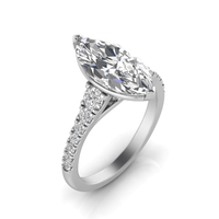 Grown Gorgeous Marquise Solitaire Shoulder Ring with 3.28tw of Laboratory-Grown Diamonds in 14kt White Gold Rings Bevilles 