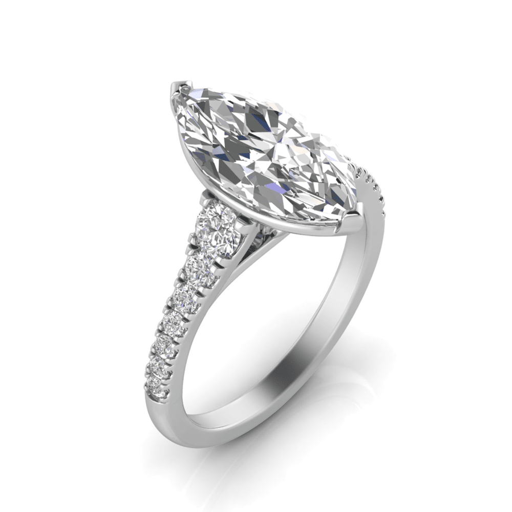 Grown Gorgeous Marquise Solitaire Shoulder Ring with 3.28tw of Laboratory-Grown Diamonds in 14kt White Gold Rings Bevilles 