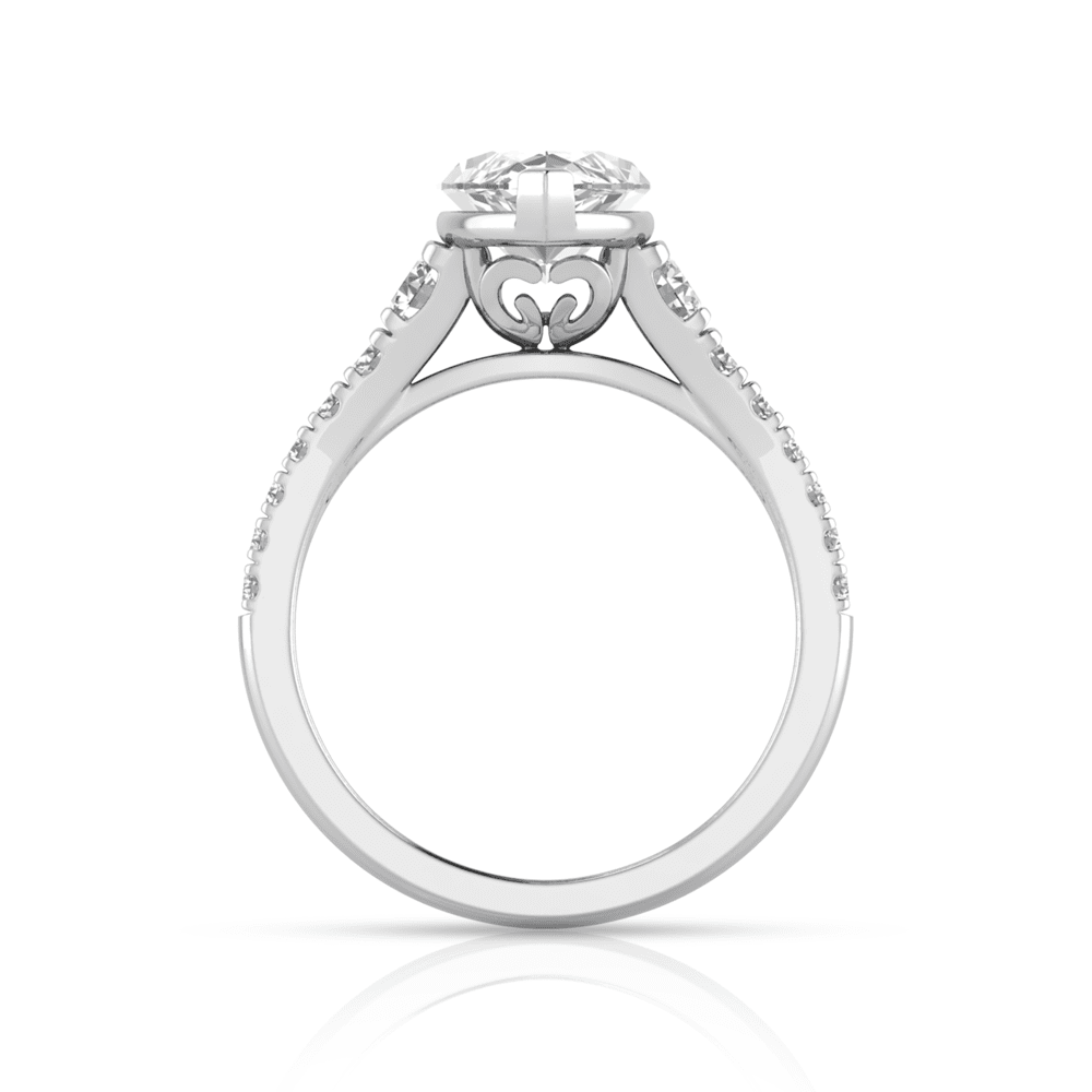 Grown Gorgeous Marquise Solitaire Shoulder Ring with 3.28tw of Laboratory-Grown Diamonds in 14kt White Gold Rings Bevilles 