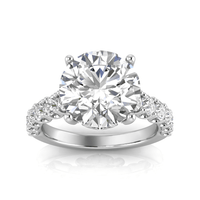 Grown Gorgeous Round Brilliant Solitaire Shoulder Ring with 5.45tw of Laboratory-Grown Diamonds in 14kt White Gold Rings Bevilles 