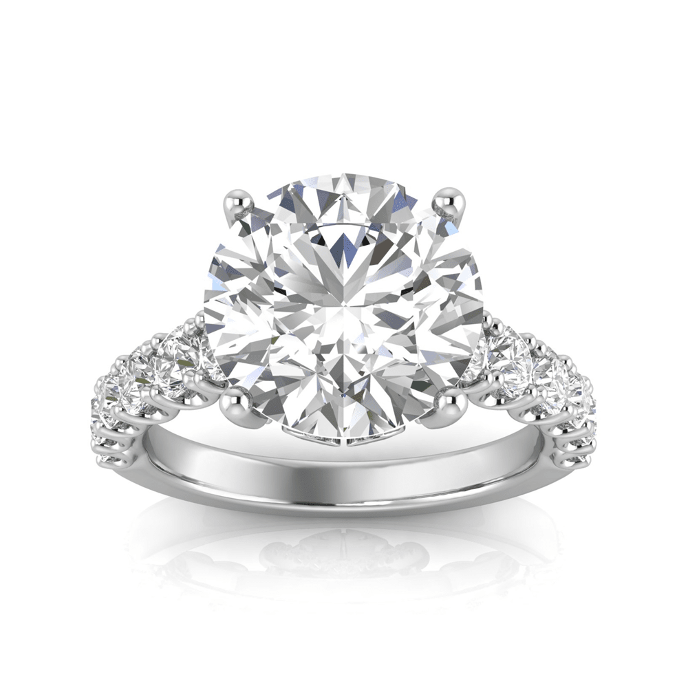Grown Gorgeous Round Brilliant Solitaire Shoulder Ring with 5.45tw of Laboratory-Grown Diamonds in 14kt White Gold Rings Bevilles 
