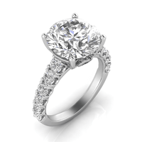 Grown Gorgeous Round Brilliant Solitaire Shoulder Ring with 5.45tw of Laboratory-Grown Diamonds in 14kt White Gold Rings Bevilles 