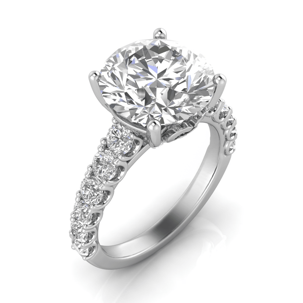 Grown Gorgeous Round Brilliant Solitaire Shoulder Ring with 5.45tw of Laboratory-Grown Diamonds in 14kt White Gold Rings Bevilles 