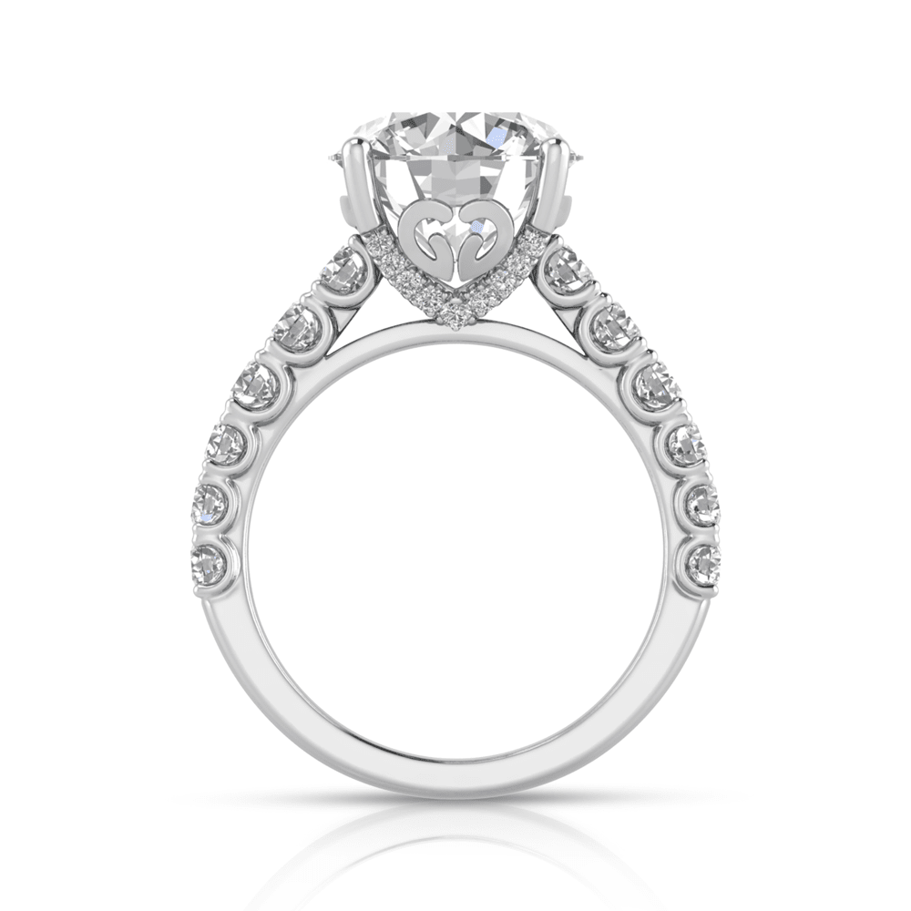 Grown Gorgeous Round Brilliant Solitaire Shoulder Ring with 5.45tw of Laboratory-Grown Diamonds in 14kt White Gold Rings Bevilles 
