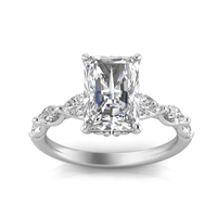 Grown Gorgeous Radiant Solitaire Shoulder Ring with 2.80tw of Laboratory-Grown Diamonds in 14kt White Gold Rings Bevilles 