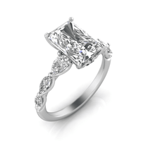 Grown Gorgeous Radiant Solitaire Shoulder Ring with 2.80tw of Laboratory-Grown Diamonds in 14kt White Gold Rings Bevilles 