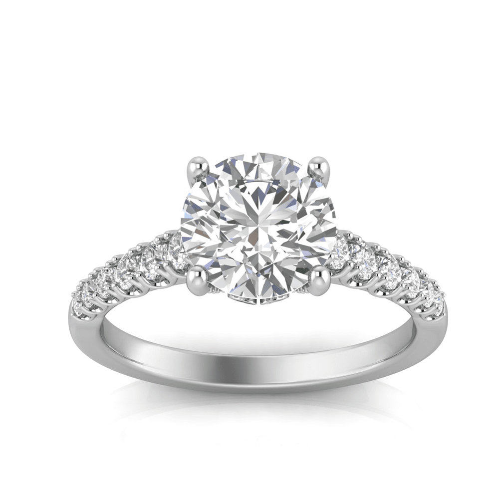 Grown Gorgeous Round Brilliant Solitaire Shoulder Ring with 2.08tw of Laboratory-Grown Diamonds in 14kt White Gold Rings Bevilles 