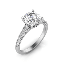Grown Gorgeous Round Brilliant Solitaire Shoulder Ring with 2.08tw of Laboratory-Grown Diamonds in 14kt White Gold Rings Bevilles 