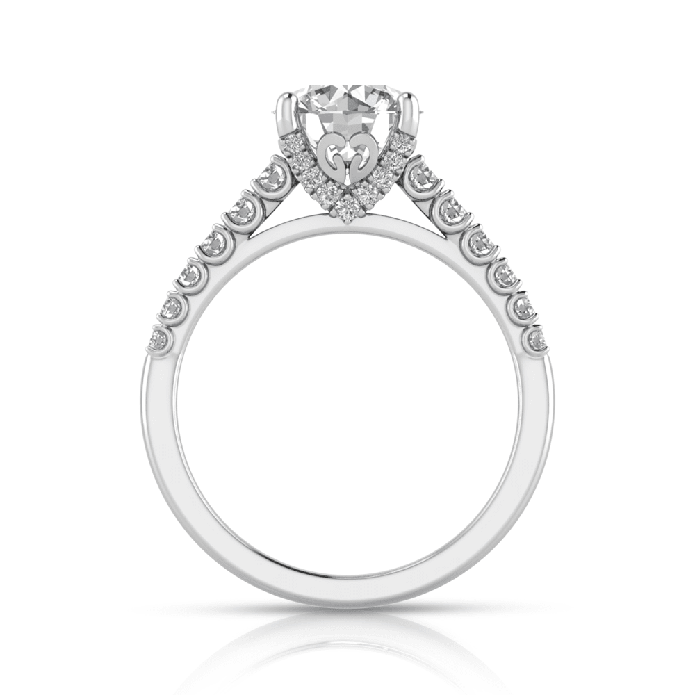 Grown Gorgeous Round Brilliant Solitaire Shoulder Ring with 2.08tw of Laboratory-Grown Diamonds in 14kt White Gold Rings Bevilles 