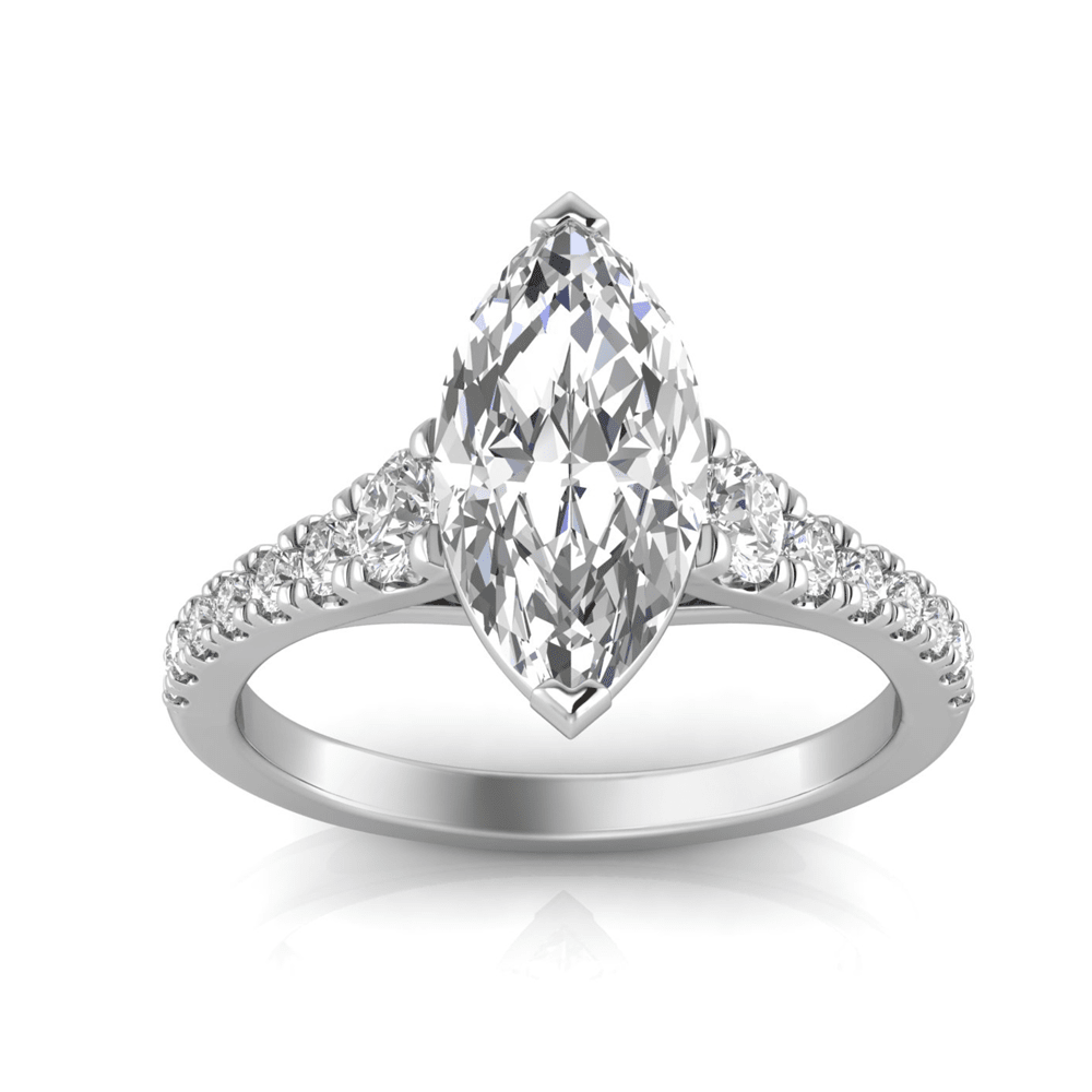Grown Gorgeous Marquise Solitaire Shoulder Ring with 2.17tw of Laboratory-Grown Diamonds in 14kt White Gold Rings Bevilles 