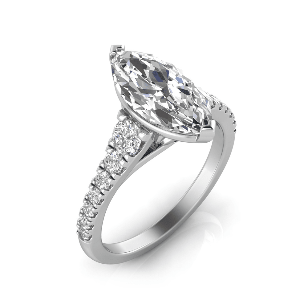 Grown Gorgeous Marquise Solitaire Shoulder Ring with 2.17tw of Laboratory-Grown Diamonds in 14kt White Gold Rings Bevilles 