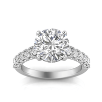 Grown Gorgeous Round Brilliant Solitaire Shoulder Ring with 3.48tw of Laboratory-Grown Diamonds in 14kt White Gold Rings Bevilles 