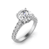 Grown Gorgeous Round Brilliant Solitaire Shoulder Ring with 3.48tw of Laboratory-Grown Diamonds in 14kt White Gold Rings Bevilles 