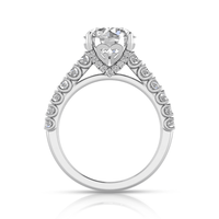 Grown Gorgeous Round Brilliant Solitaire Shoulder Ring with 3.48tw of Laboratory-Grown Diamonds in 14kt White Gold Rings Bevilles 
