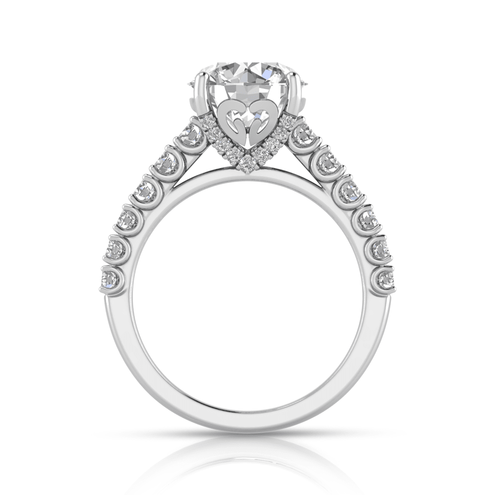 Grown Gorgeous Round Brilliant Solitaire Shoulder Ring with 3.48tw of Laboratory-Grown Diamonds in 14kt White Gold Rings Bevilles 