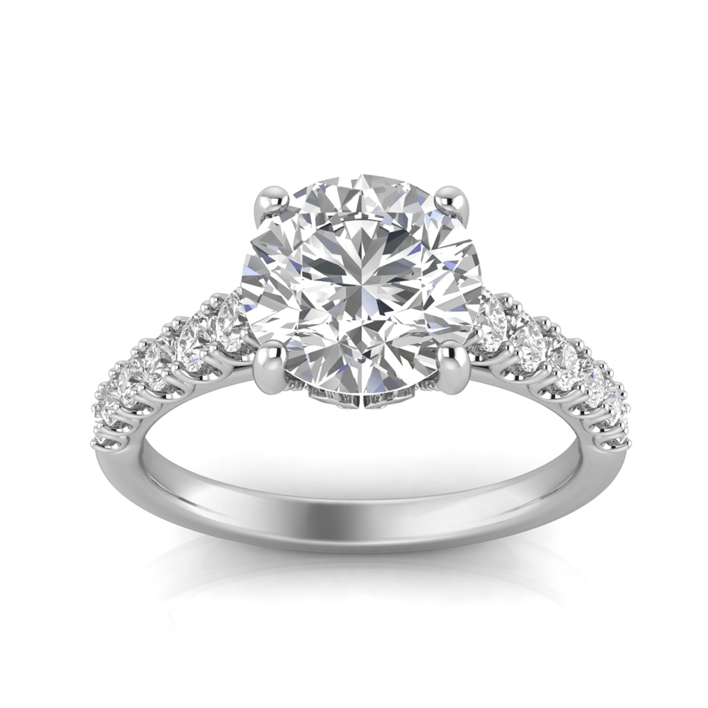 Grown Gorgeous Round Brilliant Solitaire Shoulder Ring with 2.70tw of Laboratory-Grown Diamonds in 14kt White Gold Rings Bevilles 