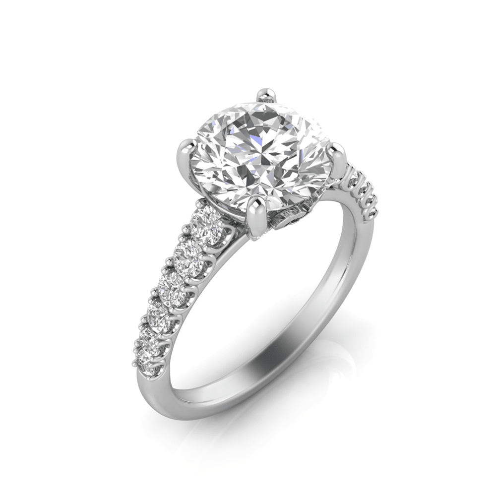 Grown Gorgeous Round Brilliant Solitaire Shoulder Ring with 2.70tw of Laboratory-Grown Diamonds in 14kt White Gold Rings Bevilles 