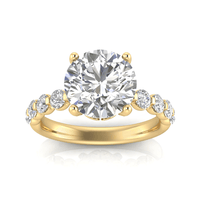 Grown Gorgeous Round Brilliant Solitaire Shoulder Ring with 4.07tw of Laboratory-Grown Diamonds in 14kt Yellow Gold Rings Bevilles 