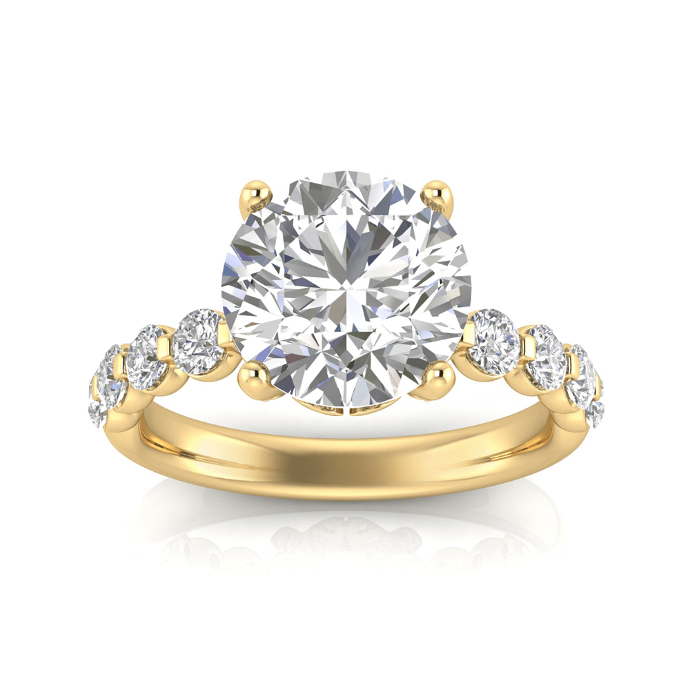 Grown Gorgeous Round Brilliant Solitaire Shoulder Ring with 4.07tw of Laboratory-Grown Diamonds in 14kt Yellow Gold Rings Bevilles 
