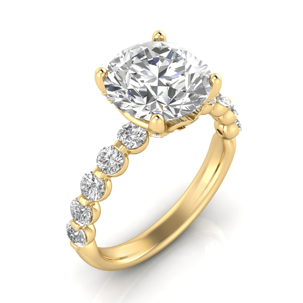 Grown Gorgeous Round Brilliant Solitaire Shoulder Ring with 4.07tw of Laboratory-Grown Diamonds in 14kt Yellow Gold Rings Bevilles 