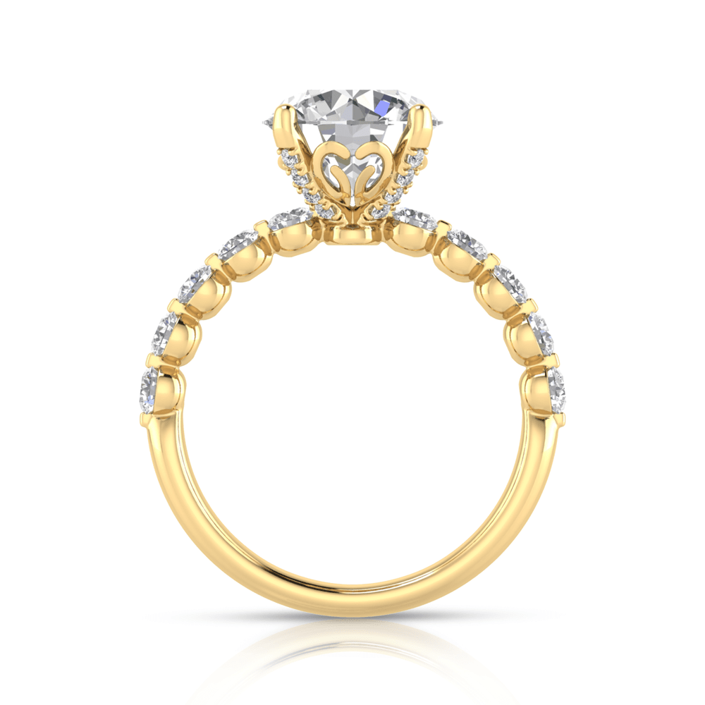 Grown Gorgeous Round Brilliant Solitaire Shoulder Ring with 4.07tw of Laboratory-Grown Diamonds in 14kt Yellow Gold Rings Bevilles 
