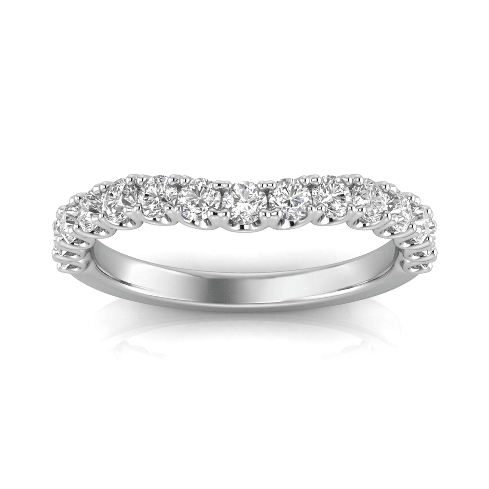 Grown Gorgeous Round Brilliant Curved Wedder Ring with 0.64tw of Laboratory-Grown Diamonds in 14kt White Gold Rings Bevilles 