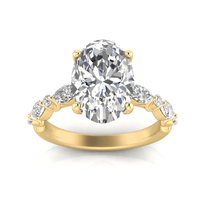 Grown Gorgeous Oval Solitaire Shoulder Ring with 3.90tw of Laboratory-Grown Diamonds in 14kt Yellow Gold Rings Bevilles 