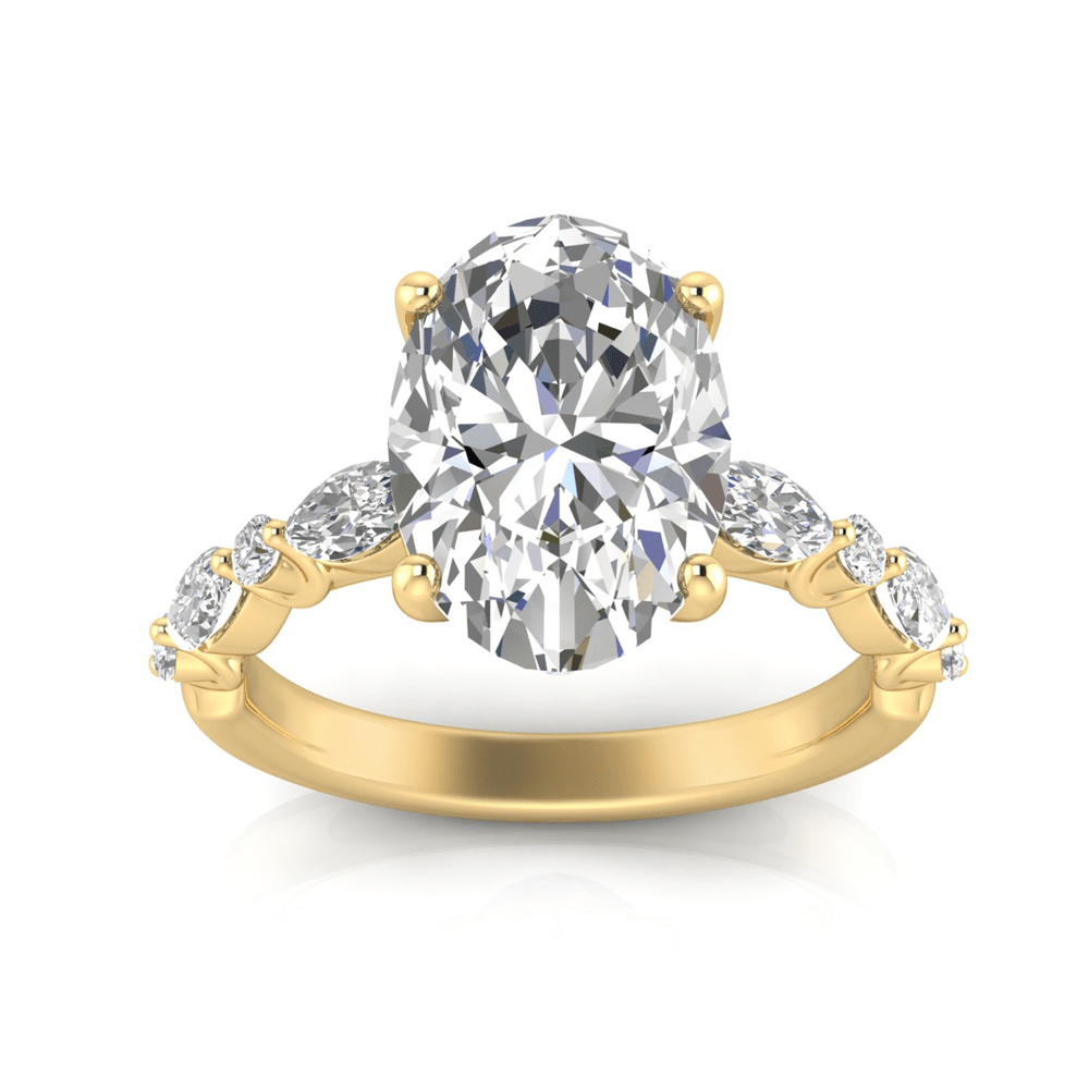 Grown Gorgeous Oval Solitaire Shoulder Ring with 3.90tw of Laboratory-Grown Diamonds in 14kt Yellow Gold Rings Bevilles 