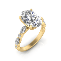 Grown Gorgeous Oval Solitaire Shoulder Ring with 3.90tw of Laboratory-Grown Diamonds in 14kt Yellow Gold Rings Bevilles 