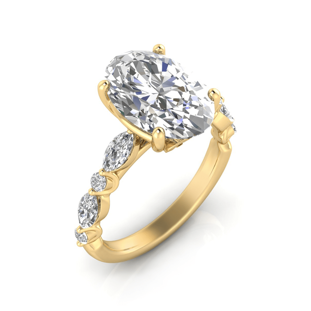 Grown Gorgeous Oval Solitaire Shoulder Ring with 3.90tw of Laboratory-Grown Diamonds in 14kt Yellow Gold Rings Bevilles 