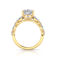 Grown Gorgeous Oval Solitaire Shoulder Ring with 3.90tw of Laboratory-Grown Diamonds in 14kt Yellow Gold Rings Bevilles 