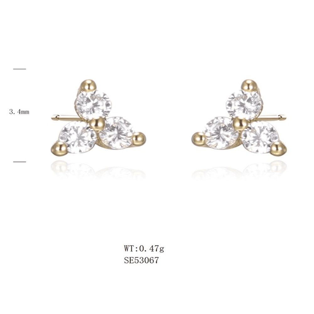 Cubic Zirconia Triangle Cluster Stud Earrings in Sterling Silver Earrings Bevilles 