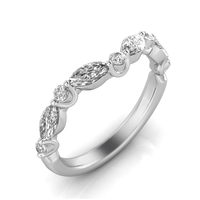 Grown Gorgeous Marquise and Round Brilliant Curved Wedder Ring with 0.59tw of Laboratory-Grown Diamonds in 14kt White Gold Rings Bevilles 