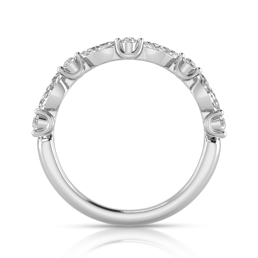 Grown Gorgeous Marquise and Round Brilliant Curved Wedder Ring with 0.59tw of Laboratory-Grown Diamonds in 14kt White Gold Rings Bevilles 