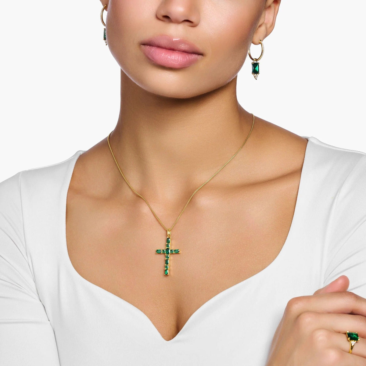 THOMAS SABO Heritage Green Cross Pendant Pendant Thomas Sabo 