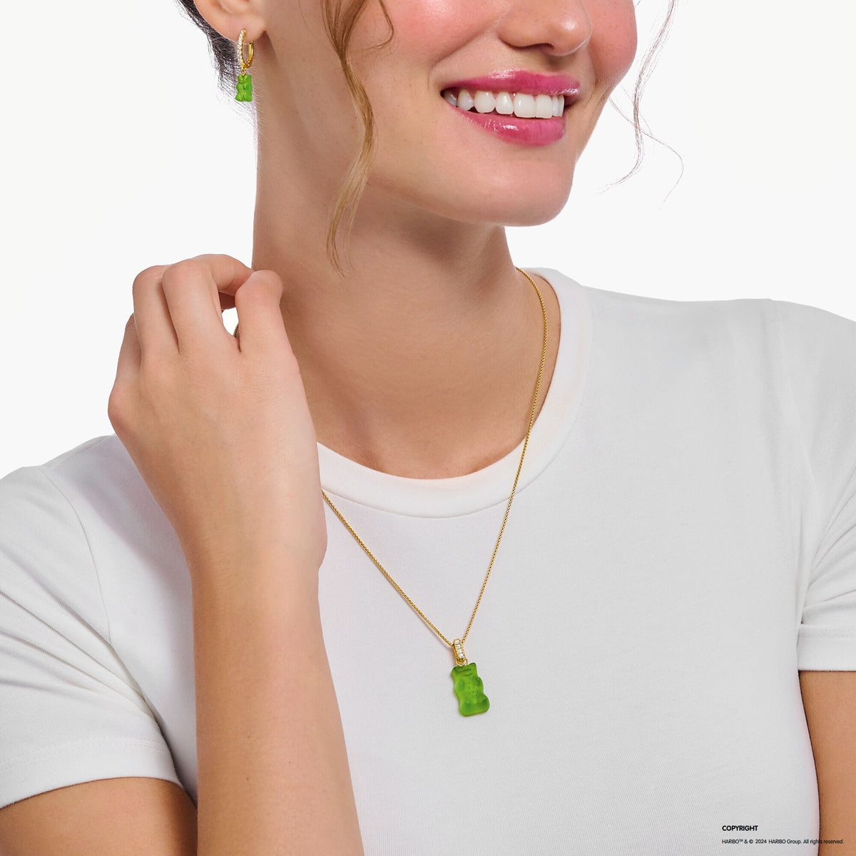 THOMAS SABO Large pendant with green goldbears and zirconia Pendant THOMAS SABO 