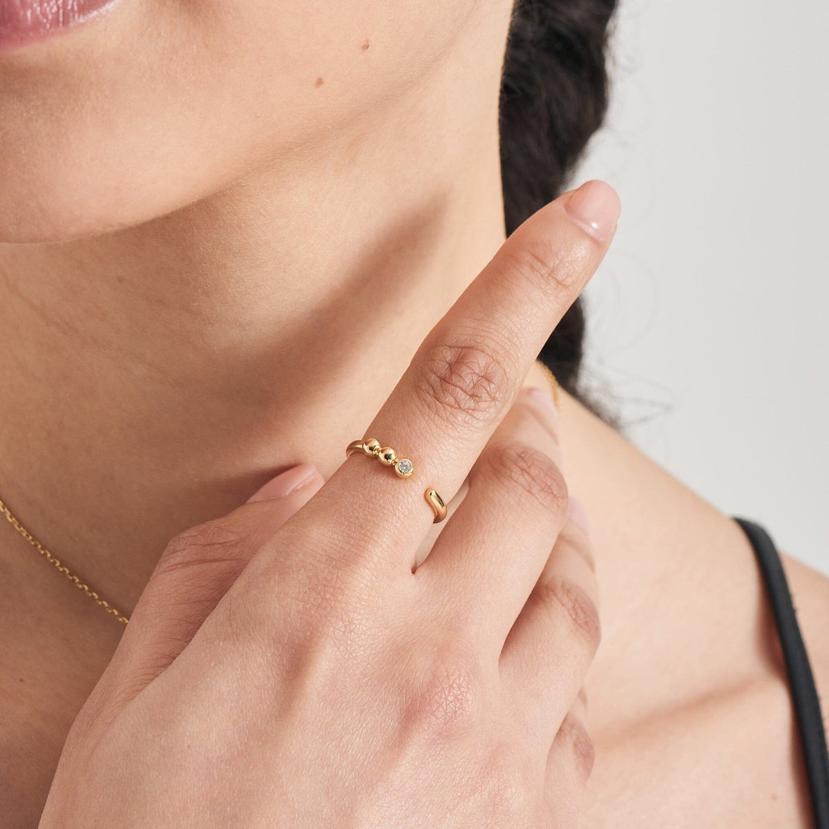 Ania Haie Gold Orb Sparkle Adjustable Ring Rings Ania Haie 