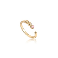 Ania Haie Gold Orb Rose Quartz Adjustable Ring Rings Ania Haie 